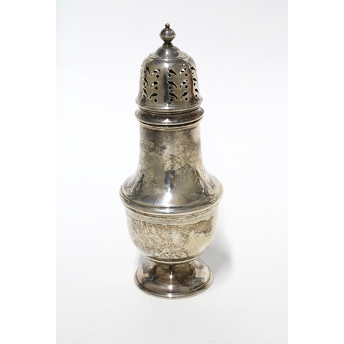 99 - Silver sugar caster of baluster form, Birmingham 1960