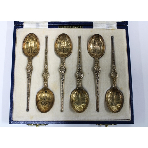 99K - QEII cased set of six silver anointing teaspoons, Birmingham 1952 (6)