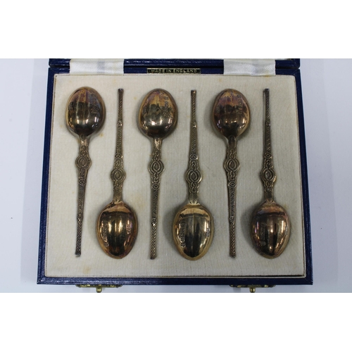 99K - QEII cased set of six silver anointing teaspoons, Birmingham 1952 (6)