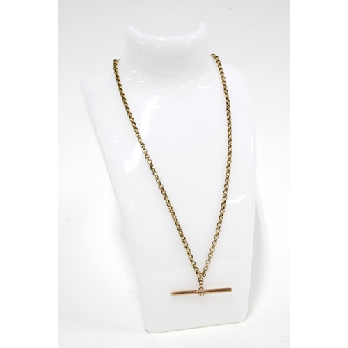 79 - 9ct gold chain with a 9ct gold T-bar