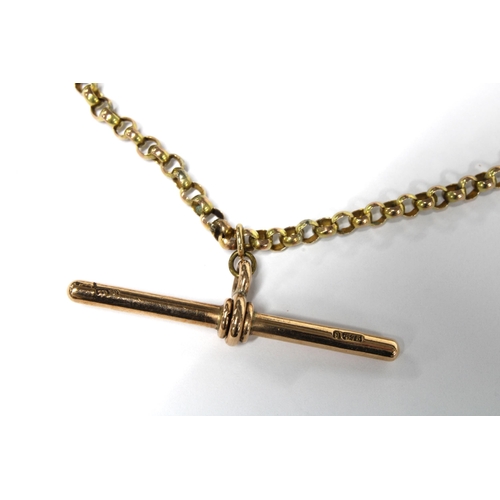 79 - 9ct gold chain with a 9ct gold T-bar