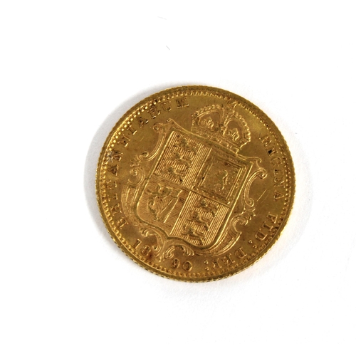 83 - Queen Victoria gold half sovereign coin, 1890