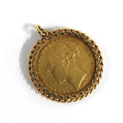 84 - Queen Victoria gold sovereign coin, 1879 in a 9ct gold hallmarked mount