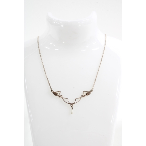 85 - Contemporary silver necklace with a pearl drop