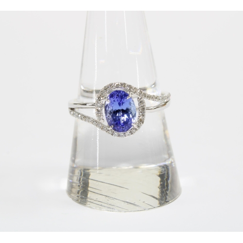 88 - 14ct white gold tanzanite and diamond ring