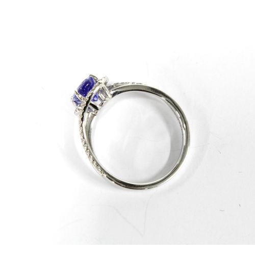 88 - 14ct white gold tanzanite and diamond ring