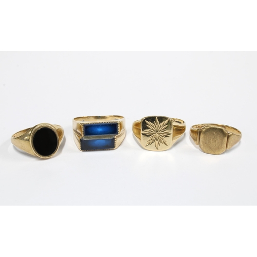 91 - Four Gents 9ct gold rings (4)