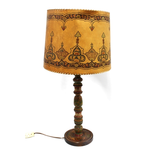 399 - Indian knop stemmed table lamp base and shade