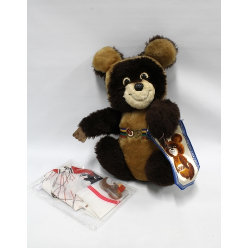 439 - MOSCOW OLYMPICS 1980 collection to include Misha teddy bear, enamel badges and scarf, etc