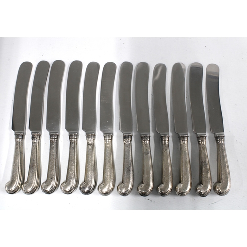 100B - Victorian set of twelve silver pistol handled knives by George Angel, London c1858 (12)