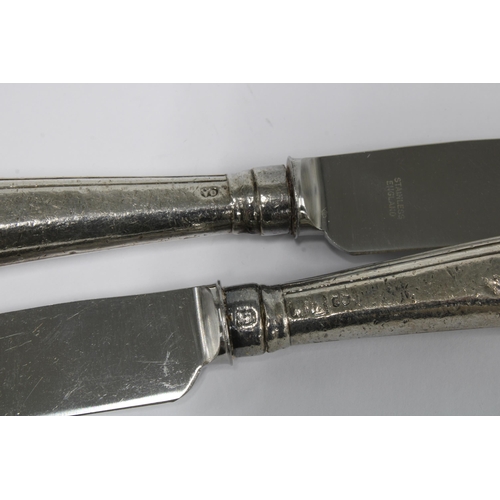 100B - Victorian set of twelve silver pistol handled knives by George Angel, London c1858 (12)