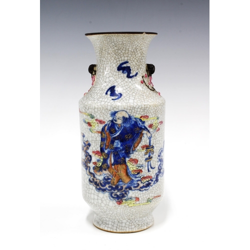 104 - Chinese Guangxu (1875-1908) crackle ground vase, applied with blossom to the shoulder and decorated ... 