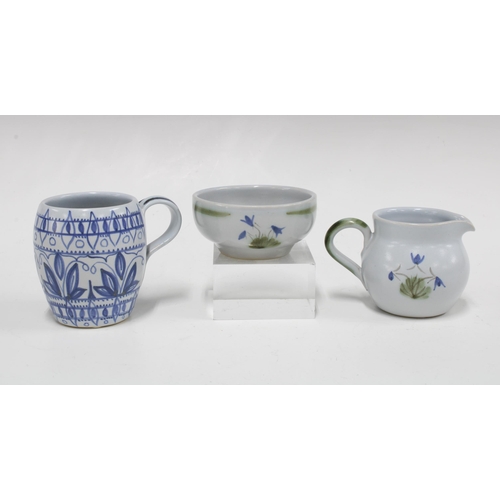 105 - Buchan Pottery thistle pattern cream jug and matching sugar bowl together with a Buchan Pottery jug ... 