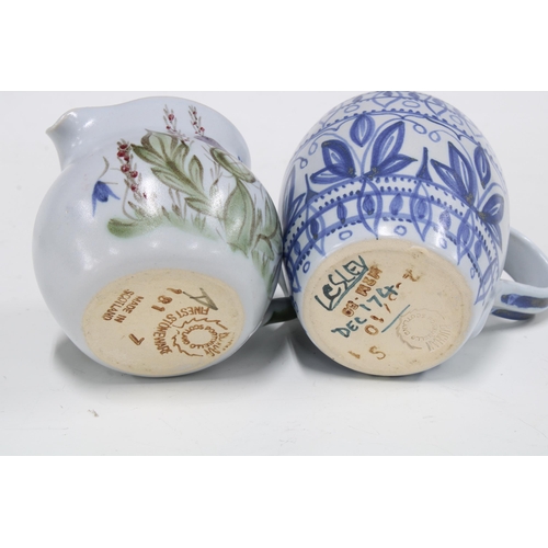 105 - Buchan Pottery thistle pattern cream jug and matching sugar bowl together with a Buchan Pottery jug ... 