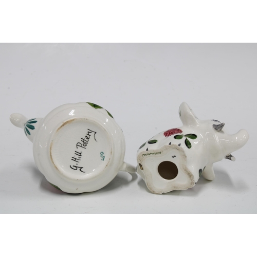 113 - Griselda Hill Pottery Wemyss roses miniature teapot, with painters initials ES together with a Plich... 