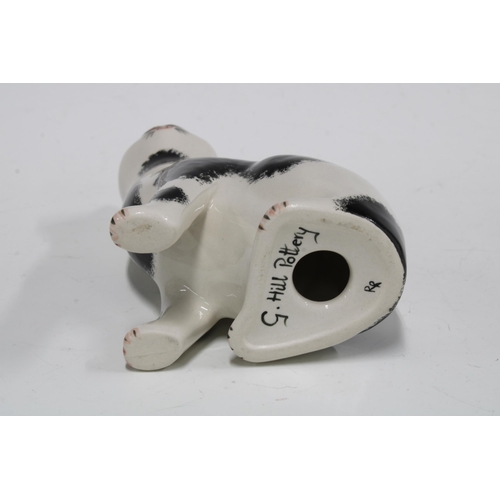 114 - Griselda Hill Pottery Wemyss black and white cat, with painters initials RR, 11 x 17cm.