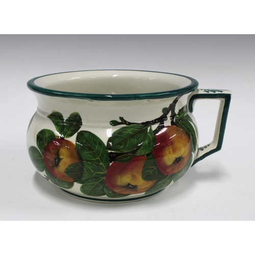 115 - Wemyss Pottery, an apple patterned chamber pot , impressed mark, 27 x 14cm.