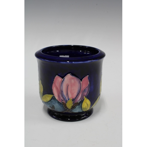 127 - Moorcroft pottery planter in Magnolia pattern, 14 x 13cm.