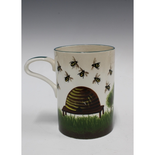 130 - Griselda Hill Pottery bees & skep hive jug and a Griselda Hill blackberries pattern jug (2) 18 x 21c... 