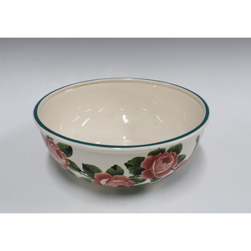 131 - Griselda Hill large 'Wemyss'  pottery bowl painted with cabbage roses, 31cm.