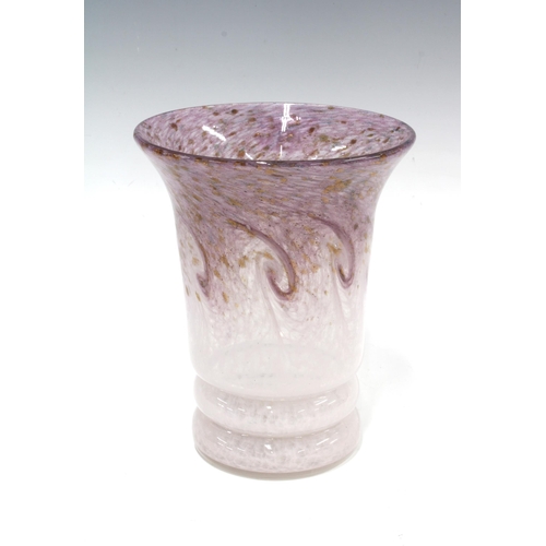 133 - Scottish art glass vase with flared rim, with swirling inclusions, 15 x 18cm.