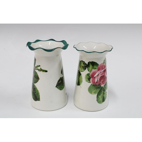 140 - Two Wemyss Grosvenor vases, each painted with cabbage roses, impressed WEMYSS marks and one with yel... 