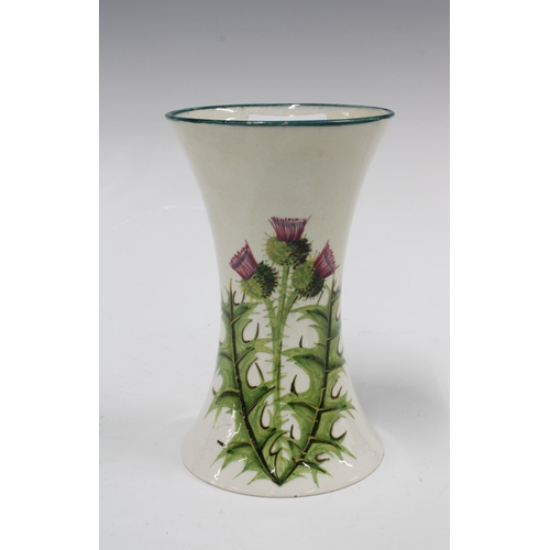 141 - Wemyss vase painted with thistles pattern, impressed WEMYSS mark, 10 x 16cm.