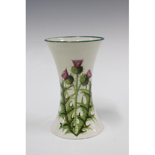 141 - Wemyss vase painted with thistles pattern, impressed WEMYSS mark, 10 x 16cm.