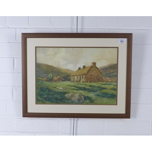 161 - J.F RENNIE, untitled watercolour of a rural dwelling, signed and dated 1921, framed under glass, 38 ... 