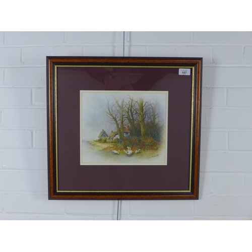 167 - CHRISTOPHER HUGHES (1881 - 1961) watercolour of a Country Idyll. signed and framed under glass, 28 x... 