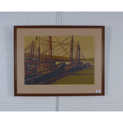 170 - H.J JACKSON, FISH WHARF, Artist Proof , signed in pencil and dated '69, framed under glass, 56 x 39c... 