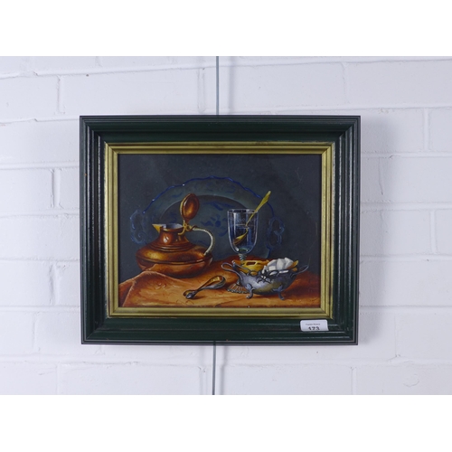 173 - I. PYNENBURG, still life oil on board, signed and framed under glass, 19 x 22cm