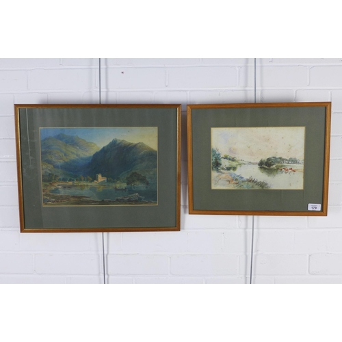 179 - UNTITLED watercolour of a highland loch together with another unsigned watercolour, (2)