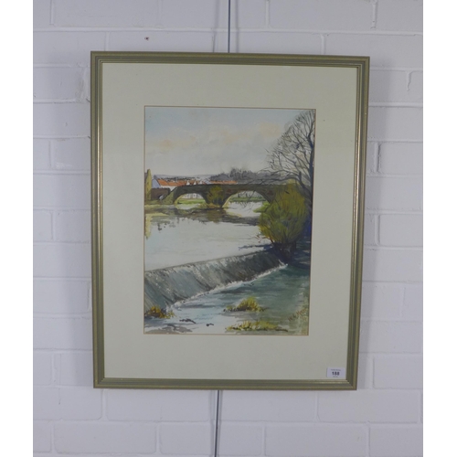 188 - MERCER, untitled watercolour of Haddington, singed and framed under glass, 34 x 46cm