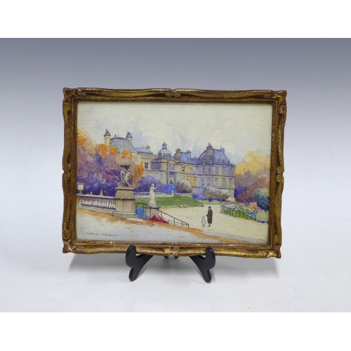 191 - CHARLES CERNY, watercolour of a Stately Home, signed and framed under glass, 21 x 15cm