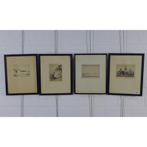 194 - ROBERT HOUSTON, RSW (SCOTTISH 1891 - 1942) group of four etchings, framed under glass, (4)