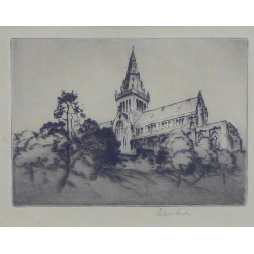 194 - ROBERT HOUSTON, RSW (SCOTTISH 1891 - 1942) group of four etchings, framed under glass, (4)