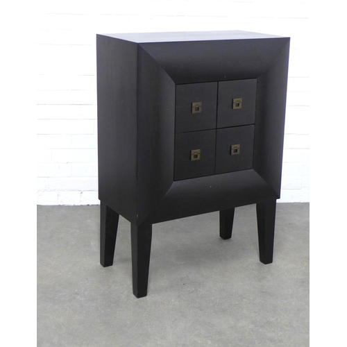 237 - Contemporary ebonised four drawer cabinet, 66 x 96 x 36cm.