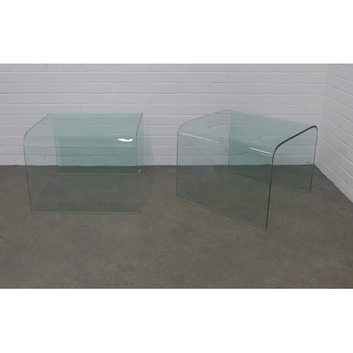 238 - Pair of contemporary curved glass side tables, 60 x 45 x 60cm. (2)