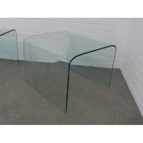 238 - Pair of contemporary curved glass side tables, 60 x 45 x 60cm. (2)