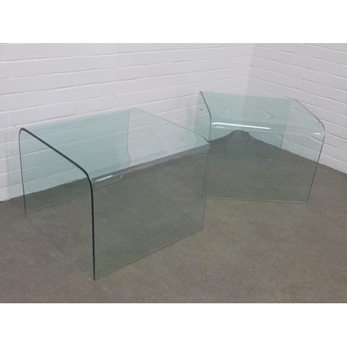 238 - Pair of contemporary curved glass side tables, 60 x 45 x 60cm. (2)