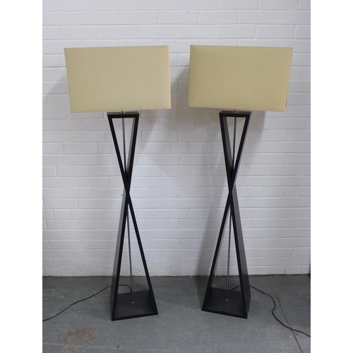 241 - Pair of modern X-frame standard lamps and shades,  152 x 47cm. (2)