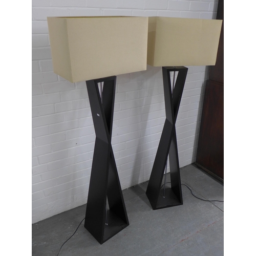 241 - Pair of modern X-frame standard lamps and shades,  152 x 47cm. (2)