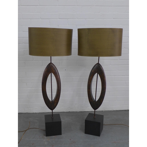 244 - Pair of  large contemporary table lamps and shades , 118 x 46cm. (2)