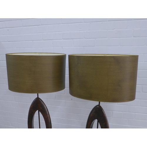 244 - Pair of  large contemporary table lamps and shades , 118 x 46cm. (2)