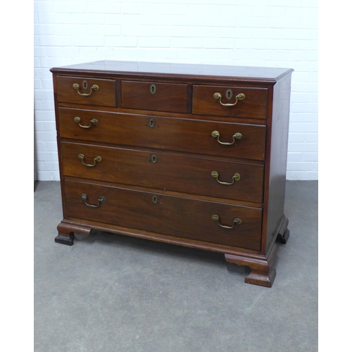 297 - Scottish Georgian mahogany chest, with a rectangular top with moulded edge over three short and thre... 