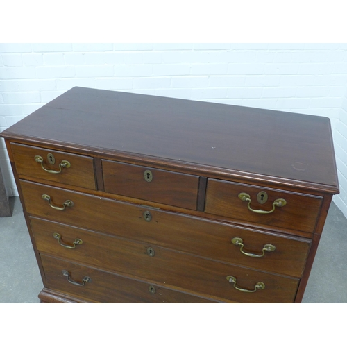 297 - Scottish Georgian mahogany chest, with a rectangular top with moulded edge over three short and thre... 