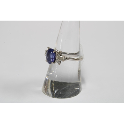 30 - BROWNS of South Africa 18ct white gold diamond and tanzanite pendant necklace with a pear shaped tan... 