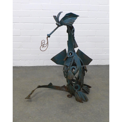 309 - Iron Fairy Company, handcrafted green metal garden sculpture, 78 x 74cm.