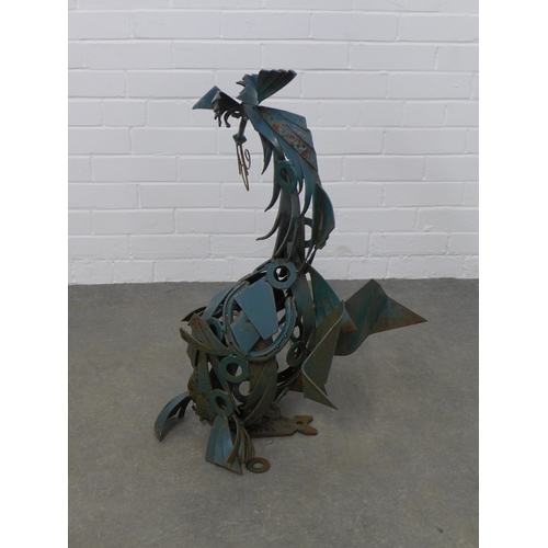 309 - Iron Fairy Company, handcrafted green metal garden sculpture, 78 x 74cm.